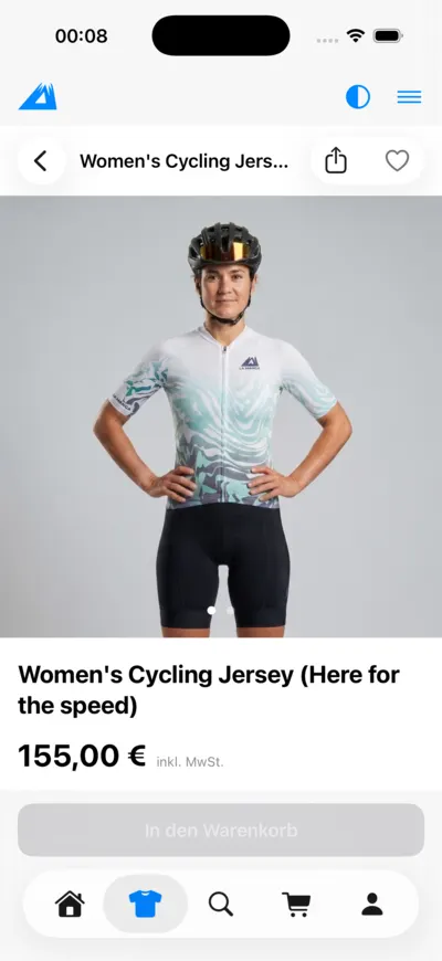 LANAKILA Shopping App — Produktseite eines Cycling Jerseys für Frauen mit Preis von 155,00 €
