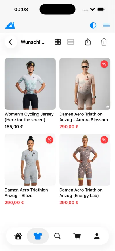 LANAKILA Shopping App — Wunschliste mit gemerkten Produkten