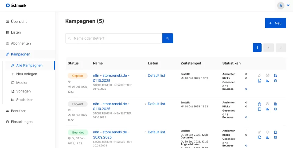 Automated newsletter from blog and shop – with n8n and Listmonk — Automatically created campaigns in Listmonk