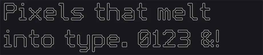TypeGrid: eigene Pixel-Schriften gestalten, direkt im Browser. — Umriss-Modus: Aus denselben Buchstaben wird eine hohle Kontur-Schrift